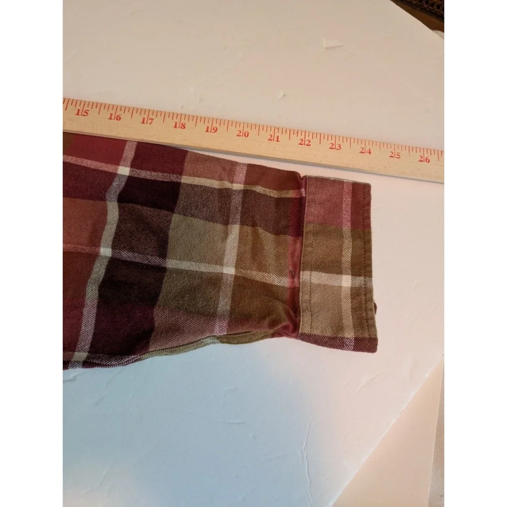 Eddie Bauer Men's XL Brown Multicolor  Plaid Long Sleeve Flannel Button Up Shirt
